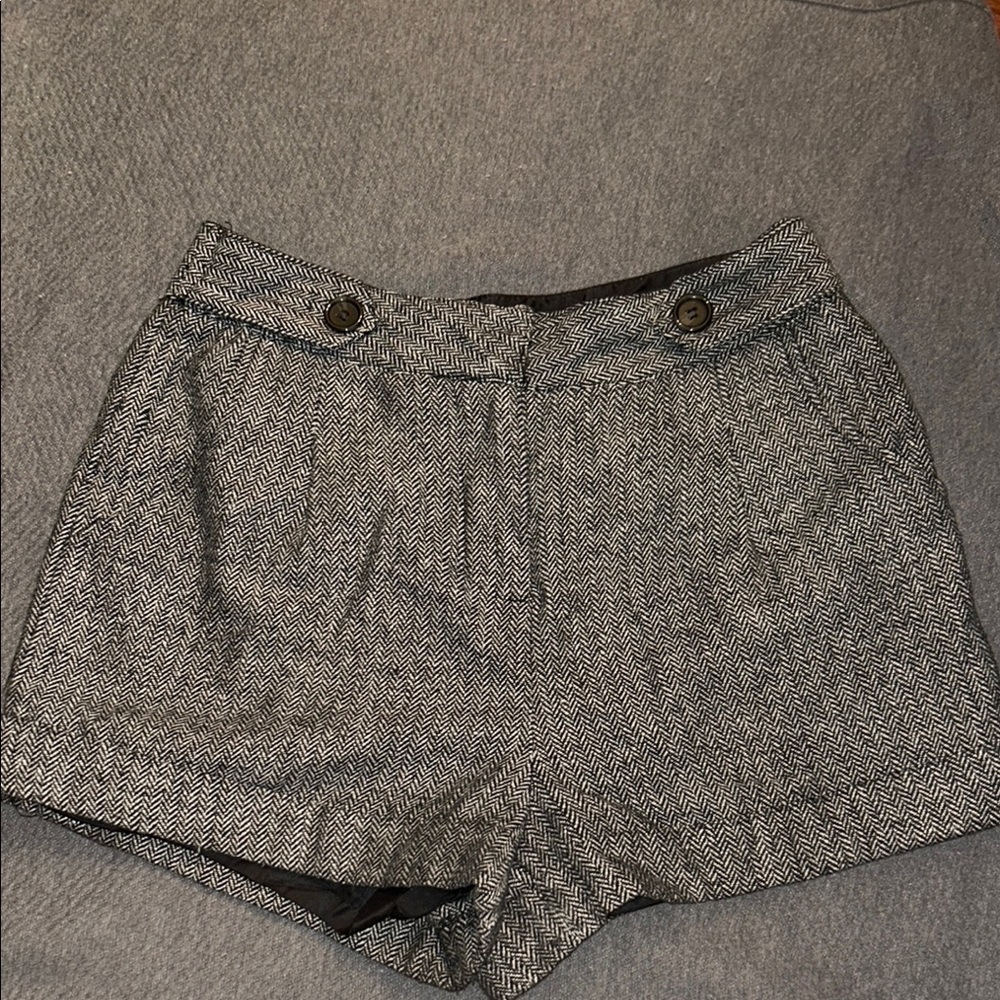High Waist Gray Shorts with Tailored Look